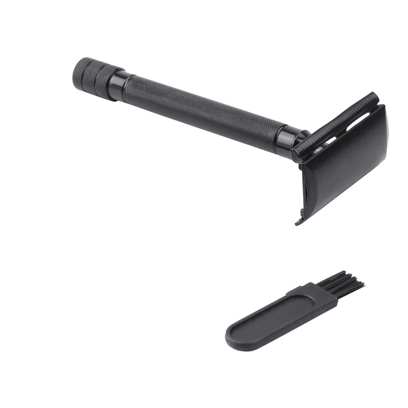 2X มีดโกนแบบขอบคู่ด้ามจับยาวสีดำคลาสสิกที่วางมีดโกนด้วยมือ