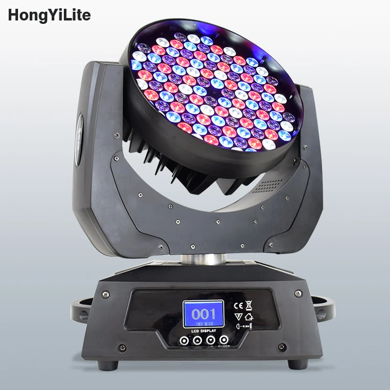 

HongYiLite Professional LED 108x3W Moving Head Light RGBW Power 2-Phase Motor 270° Tilt 16CH DMX For Concert Stadium Events DJ