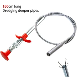 160cm Lengthen Spring Pipe Dredging Tools Sewer Dredge Pipeline Hook Clog Remover Cleaning Tools Household for Kitchen Sink