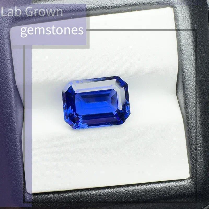 

L-Lab выращенный сапфир изумрудной огранки королевский синий 10x14 мм 9,5 карата VVS1 драгоценный камень для изготовления ювелирных изделий своими руками подарок с сертификатом