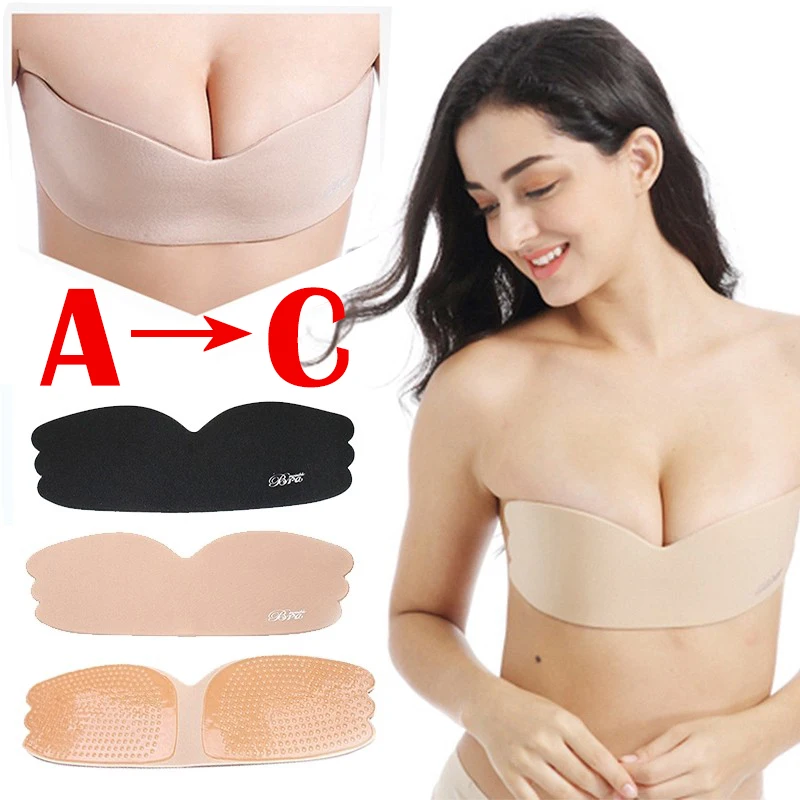 Invisible Push Up Bra Women Backless Strapless Seamless Bra Self Adhesive Silicone Reusable Sticky Breast Lift Up Bras Underwear