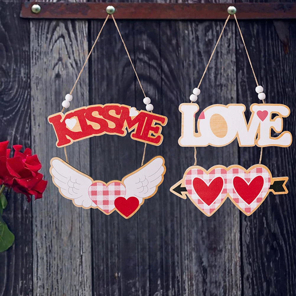 

Wooden Valentine's Day Sign Hanging Plaque for Home Door Wall Party Decor Valentine Decor Valentines Door Sign Decors