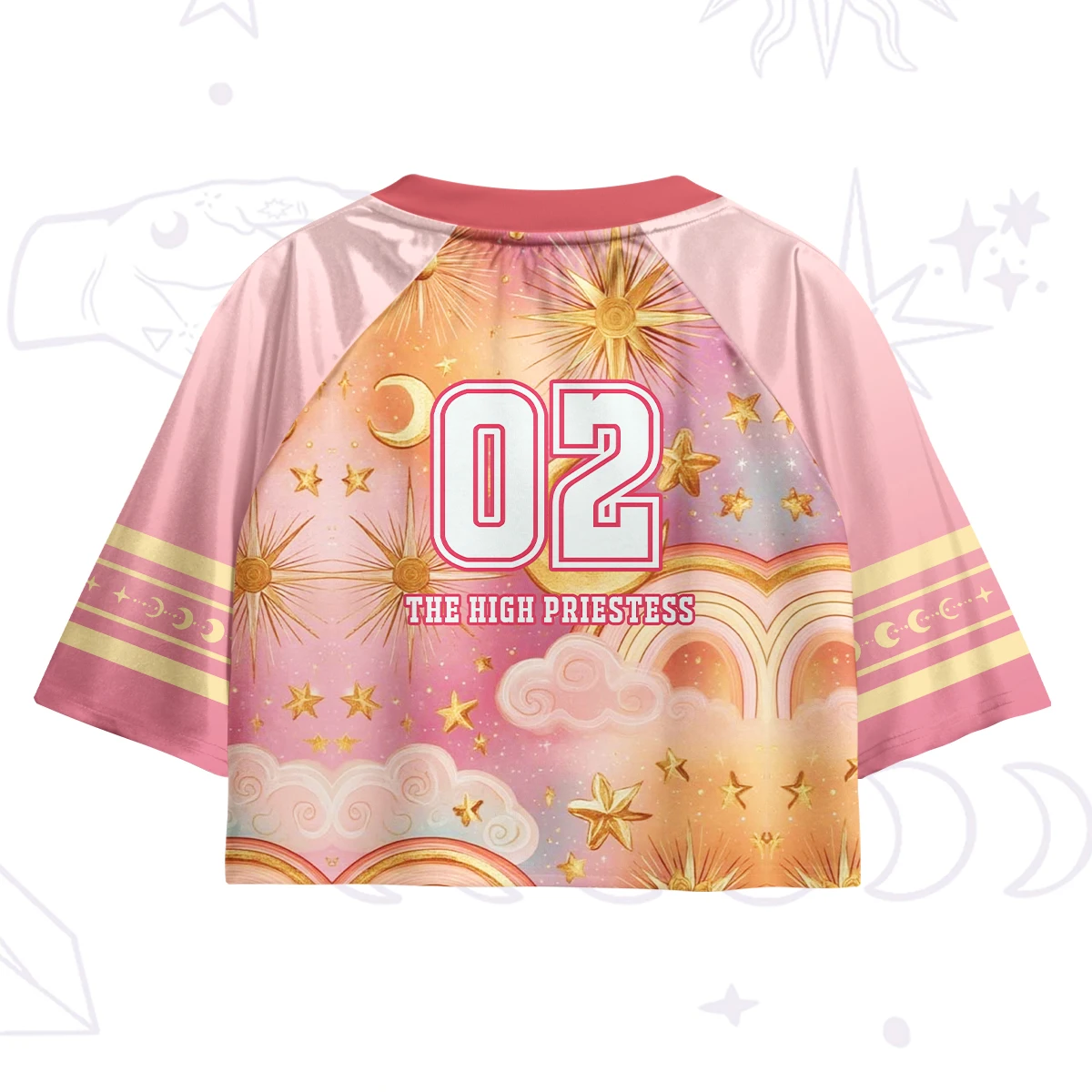 Mysterious Sweet and Cool Priestess D Printed Short Shirt T-shirt, Y2K Spicy Girl Style Subculture Street Style Contrast Top