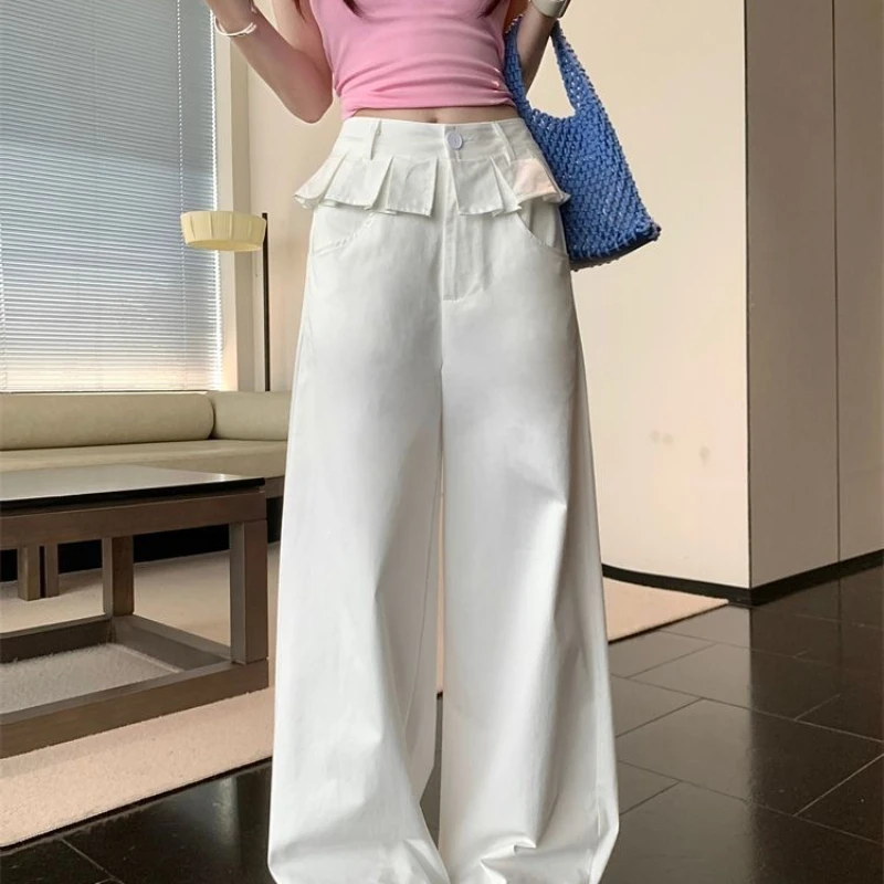 American Spice Girl Bud Design Sense Skirt Pants 2025 Spring/Summer High Waist Loose Straight Women's Wide Leg Mopping Pants