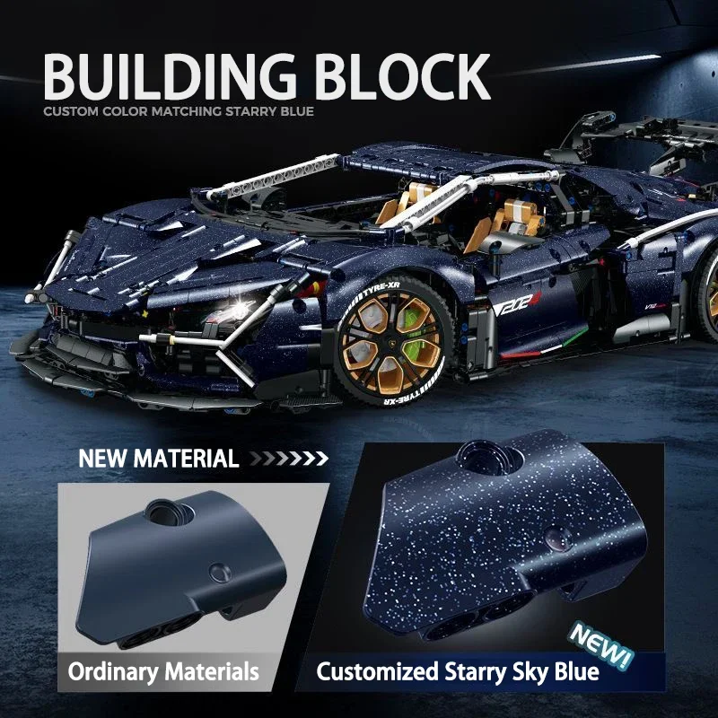 Technical Blue Racing Sport Car Building Block City Mechanical Speed Vehicle Model Brick Toys For Children Birthday Gift MOC