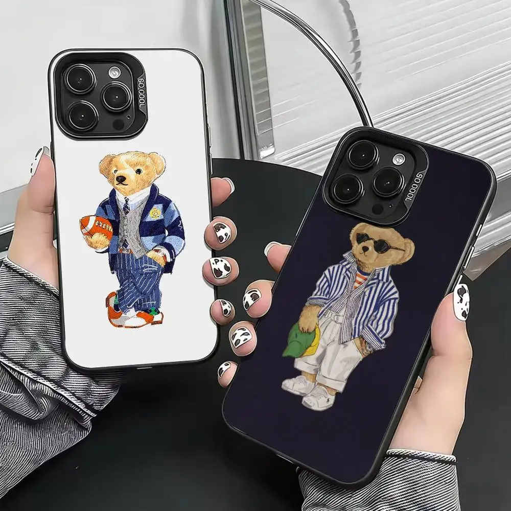 

Funny Cartoon Bear Boy Phone Case For iPhone 17,16,15,14,13,12,11 Plus,Pro Max,XS,Colorful Silver Phone case Funda Cover