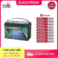 DJLBERMPW 12V 100Ah LiFePO4 Battery Lithium Iron Phosphate Batteries in 100A BMS for Marine Trolling Motor RV Solar Golf Carts