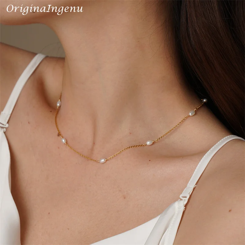 Naturalny naszyjnik z pereł złoty Choker prawdziwe 14K złoto wypełnione ręcznie robione wisiorki Collier Femme Kolye Collares biżuteria Boho dla kobiet