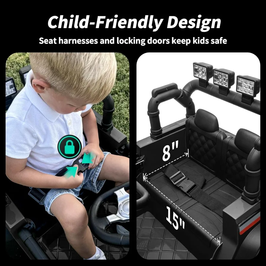 12V Ride on Car Truck Electric Vehicles Car Ride on Toy for Toddlers 3-5 with Remote Control - Black