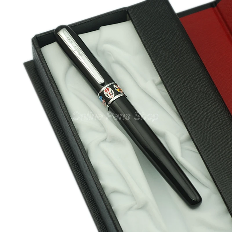 Duke Black & Silver China Sichuan Opera Face Fountain Pen M Nib For Writing Pen GFP002