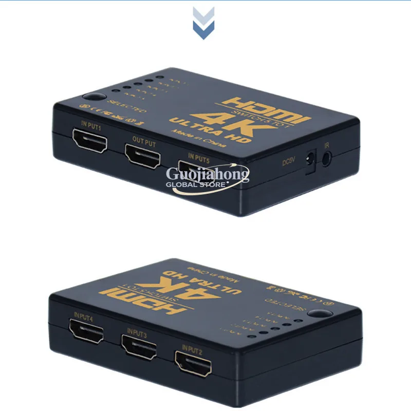 

switcher 5 in 1 out high definition 4K screen cutter 5 cut belt remote control switch 5x1