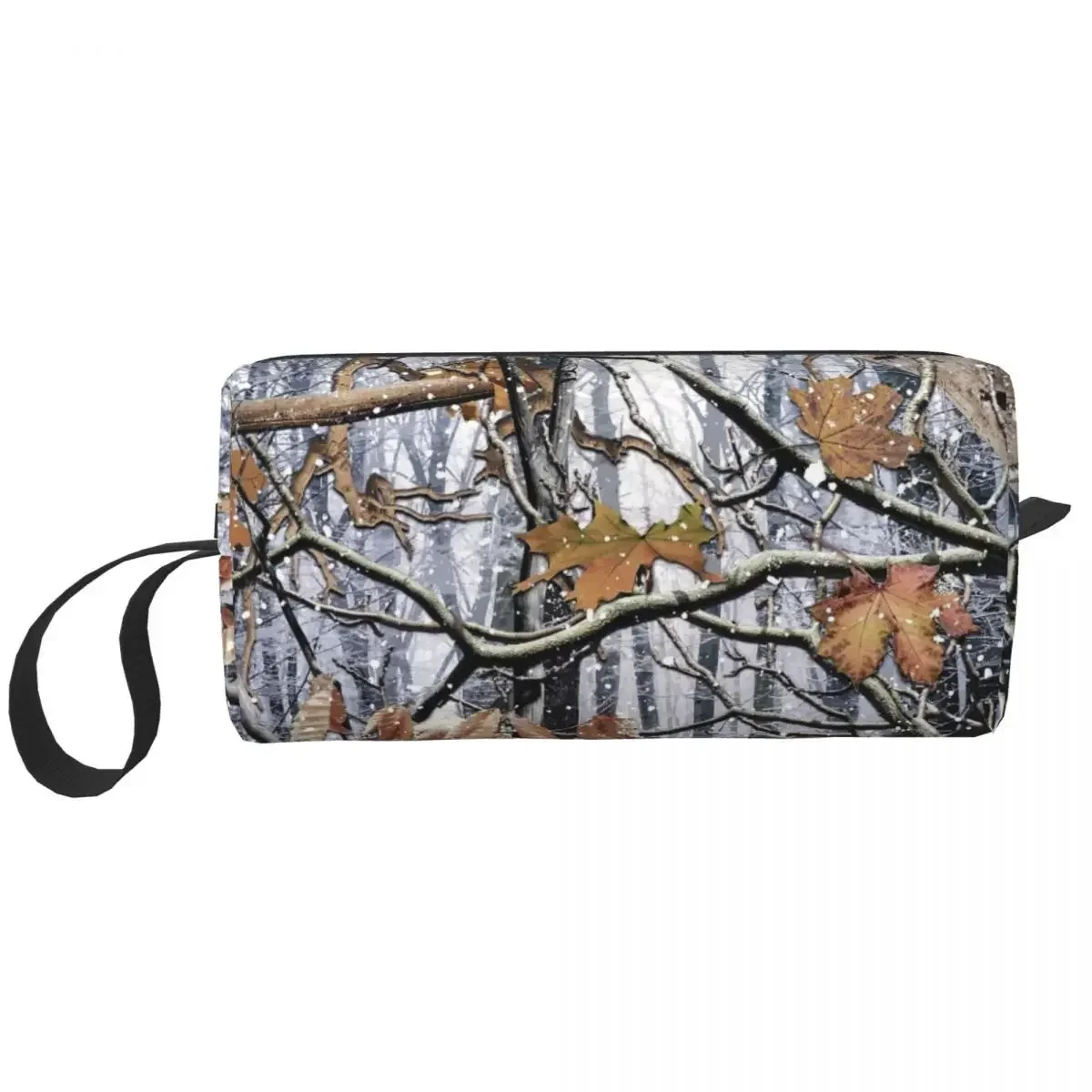 Hunting Camouflage Snow Real Tree Makeup Bag Pouch Cosmetic Bag Travel Toiletry Small Makeup Pouch Storage Purse Large Capacity