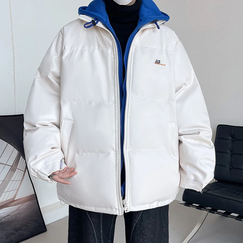 

Утепленная хлопковая куртка для мужчин: теплая, морозостойкая, в американском стиле, модный бренд, имитация двухслойного пальто, молодежная повседневная зимняя одежда