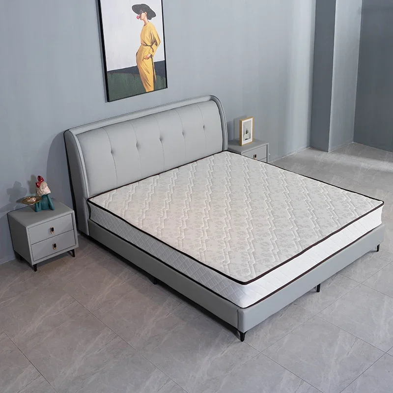 Modern master bedroom household high-end atmospheric double leather bed modern simple solid wood wedding bed