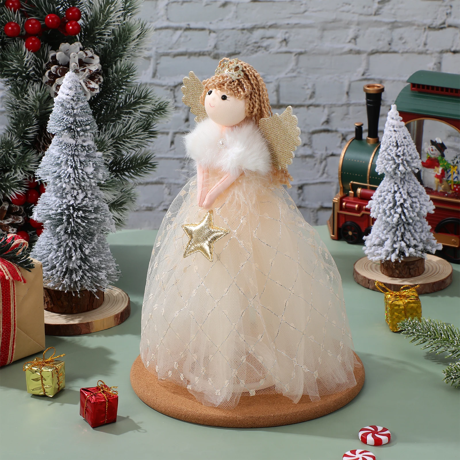 

Angel Christmas Tree Top Decoration for Ornaments Decorations Vintage Topper LED Mini