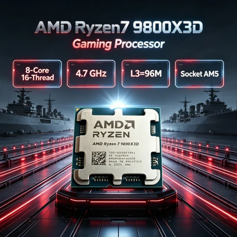 AMD Ryzen 7 9800X3D 8-Core 16-Thread Gaming Processor Socket AM5 120W 4.7GHz L3=96M 4NM R7 9800X3D DDR5