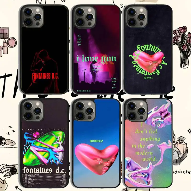 

F-Fontaines DC Romance Phone Case 11-16 Series TPU Stylish Frosted Mirror Phone Cases, Non-Slip And Drop-Resistant
