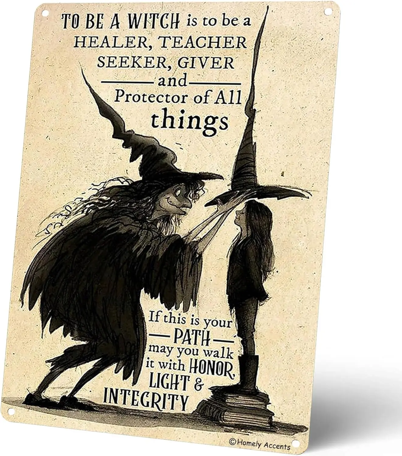Witchy Metal Tin Sign Empowering Healer Protector Quotes for Kids Vintage-Inspired Halloween Art Wall Decor for Home Room Bathro