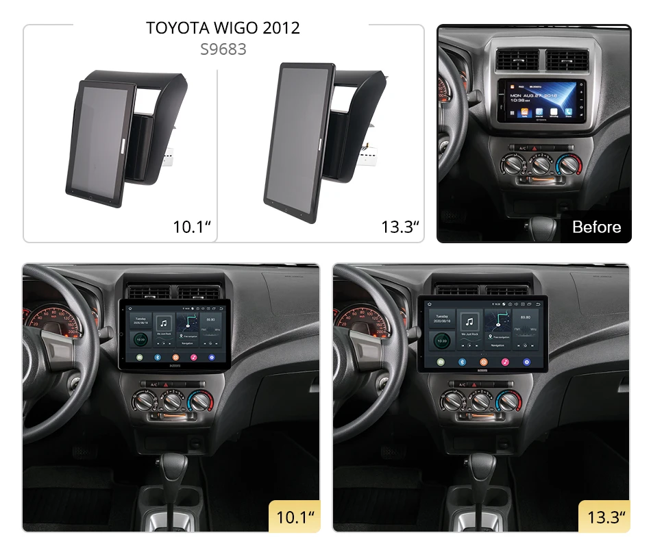 1920*1080 Nano Ownice Android 12.0 for TOYOTA WIGO 2012 Car Radio Video Audio Head Unit 13.3