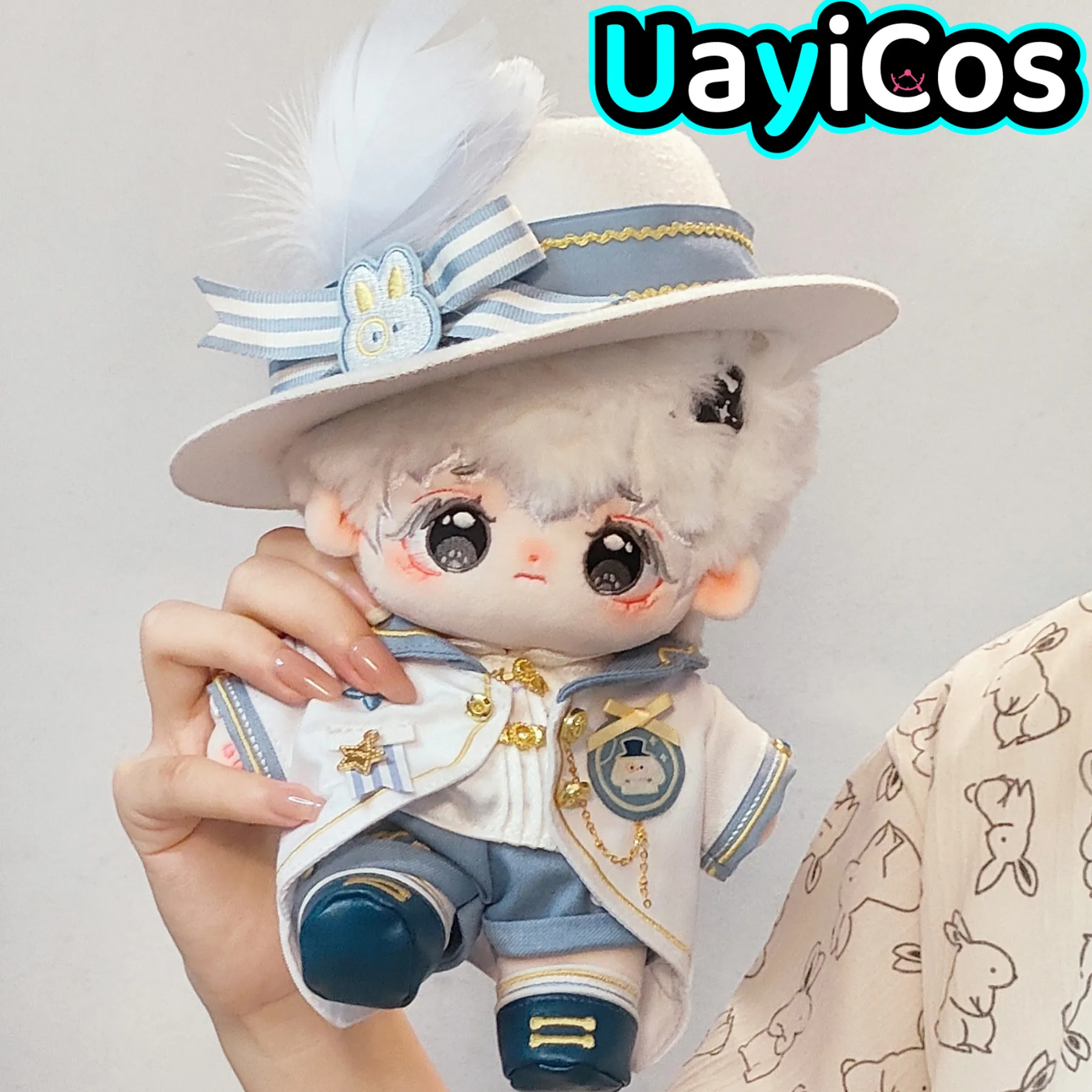 20cm Doll Clothes Knight General Prince Fashion Hat White Rabbit Suit Stuffed Plushies Plush Doll Accessories Anime Toy Kids Gif