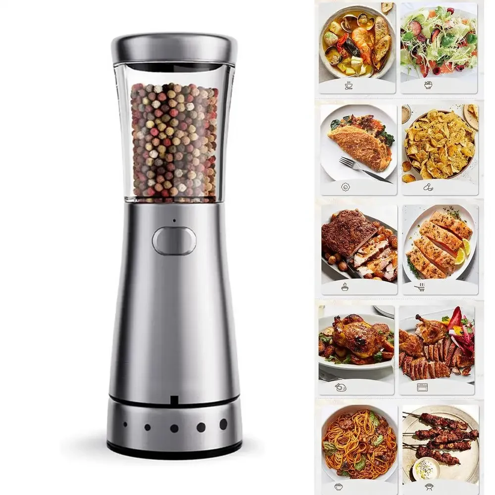 Rechargeable Electric Pepper Grinder Pepper Mill with 5 Adjustable Gears for Kitchen With USB Rechargeable Peppercorns