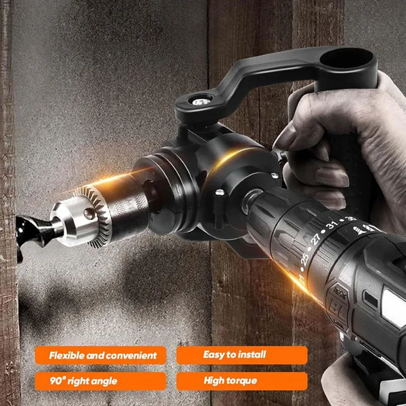 

90-Degree Right Angle Drill Adapter Set Multifunctional Electric Drill Additions Corner Adapter for Electric Screwdriver Bit