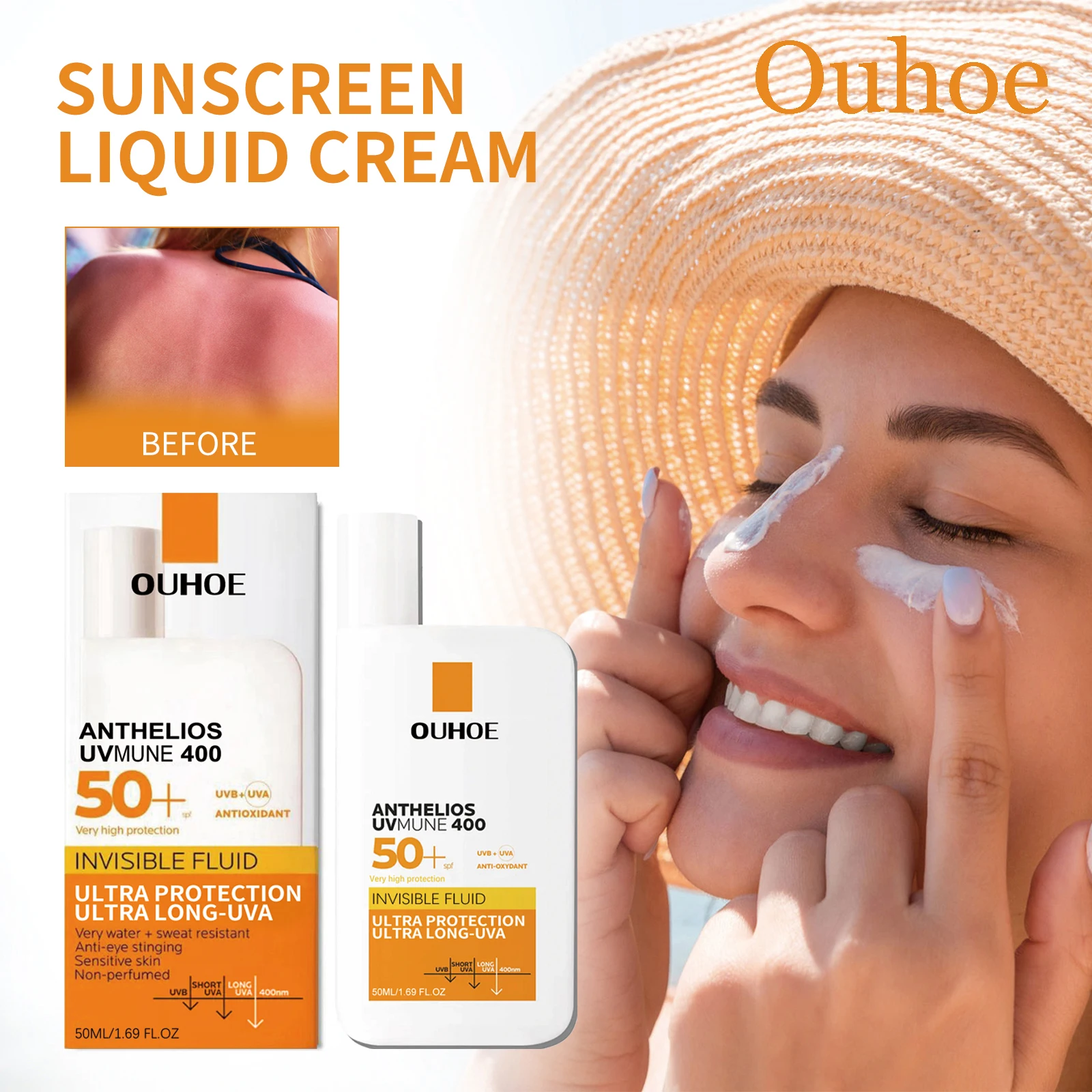 Crema bloqueadora solar suave para proteger la piel, reparación hidratante nutritiva, loción protectora solar Natural para la piel dañada para la playa de verano al aire libre