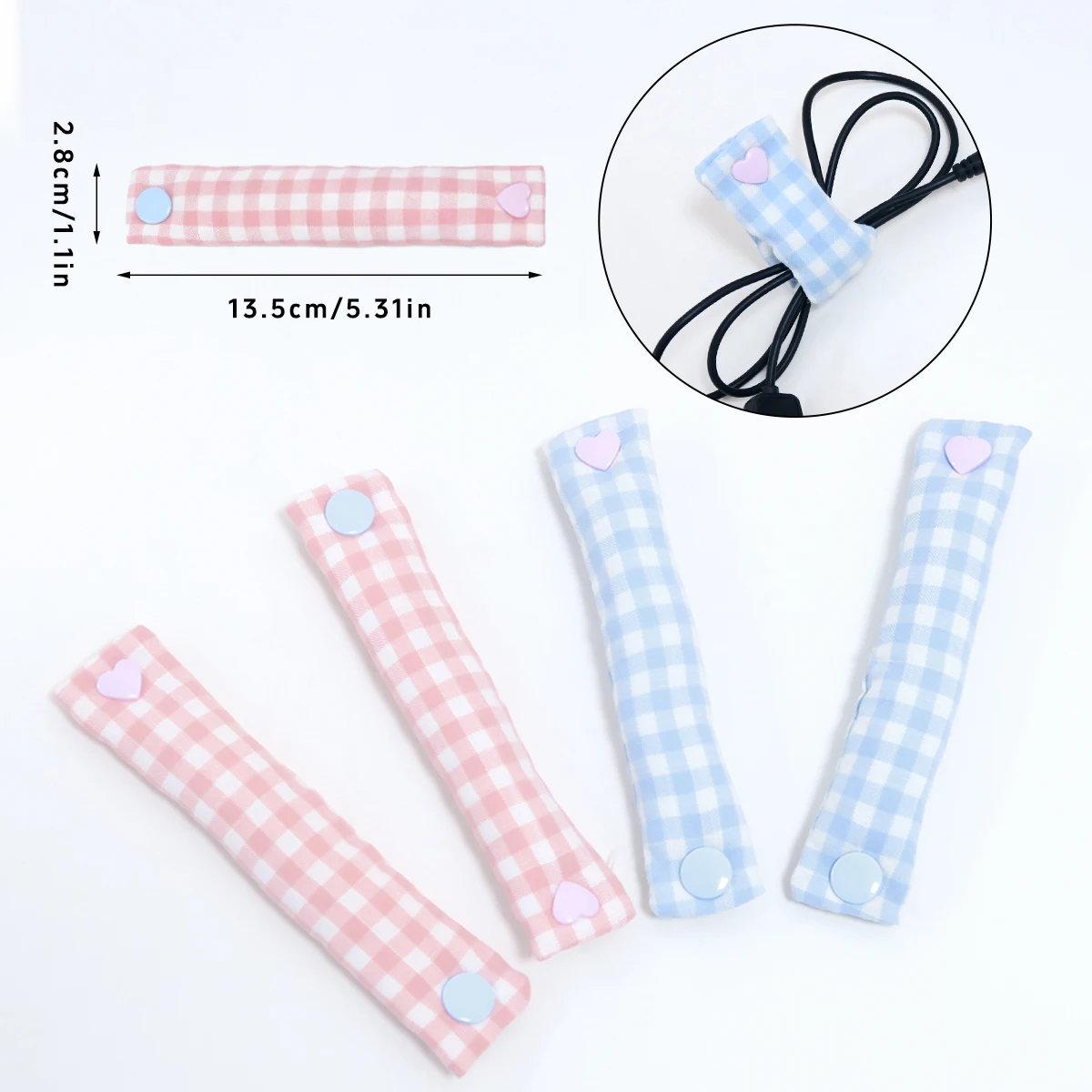2Pcs Creative Plaid Canvas Cute Data Cable Organizer, Japanese and Korean Style Creative Fashionable Multifunctional Cable Winder, Suitable for Digital Data Cables and Yarn Storage, Button Setting, Simple and Easy to Use, Perfect for Office, Students, Back-To-School Season, Graduation Season, and as a Gift