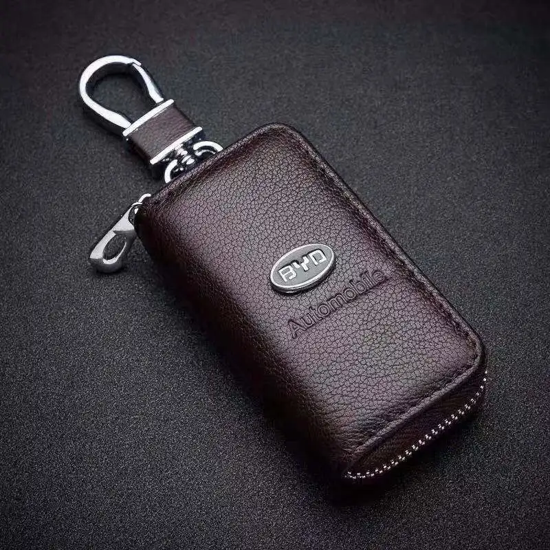 Leather Car Key Case for BYD Dolphin TANG Atto 3 Yuan Plus Song Plus E2 SEAL Qin Pius M2 F3 Remote Control Protective Cover