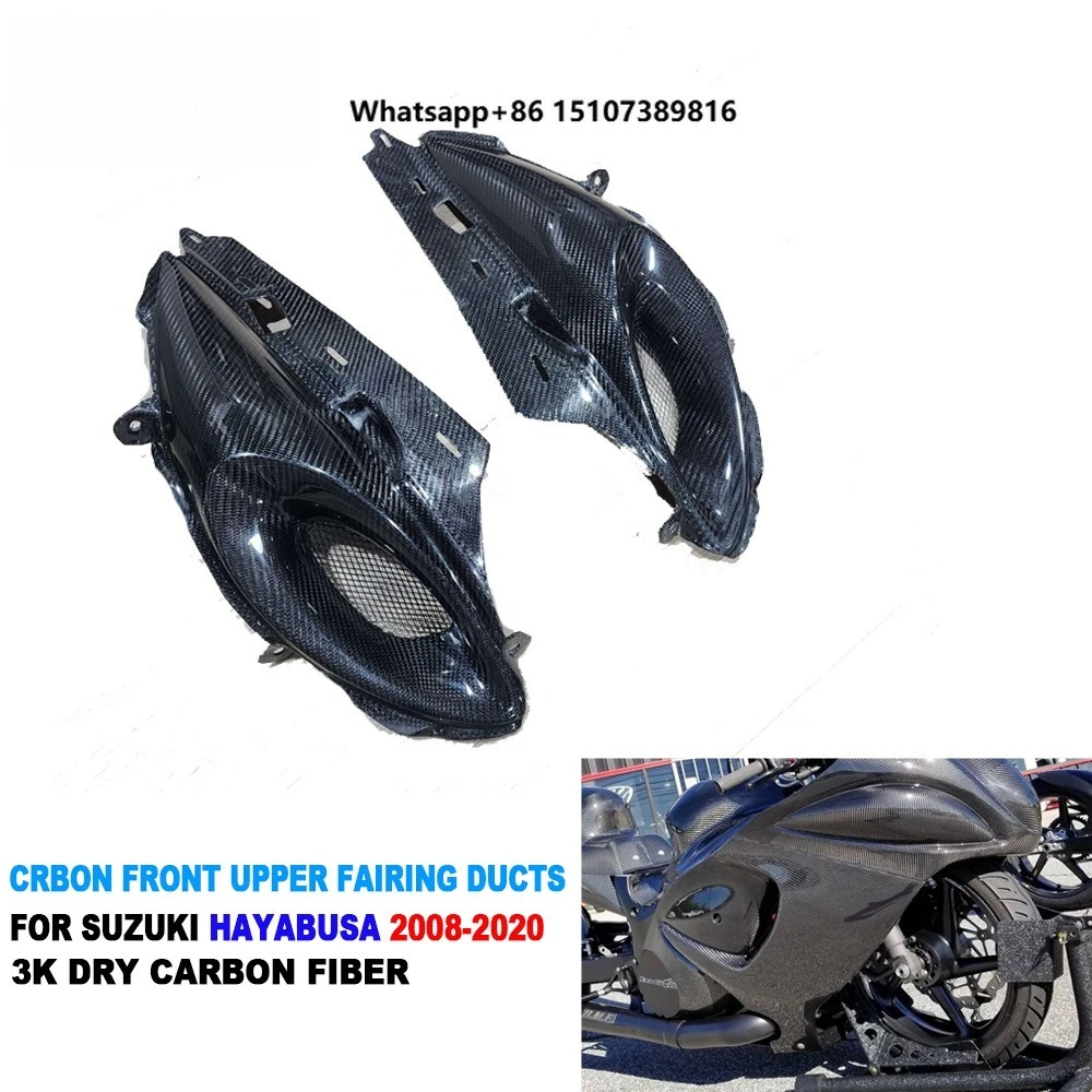 Motorcycle Real Carbon Fiber Front Upper Fairing Ducts for GSX1300R Hayabusa Gen2 2008-2020
