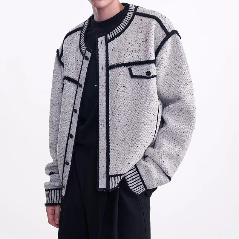 Autumn Winter Fashionable Men's Sweatercoats Vintage Buttoned Striped Crochet Sweater Cardigans Men Trendy Knitting Jacket Coats