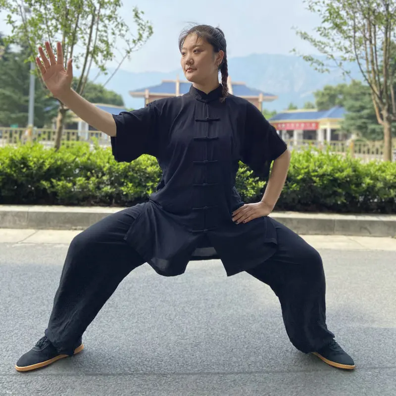CLYFAN Black Grey Tai Chi Solid Cotton 6 Colors High Quality Wushu Kung Fu Clothing Kids Adult Martial Arts Wing Chun Suit