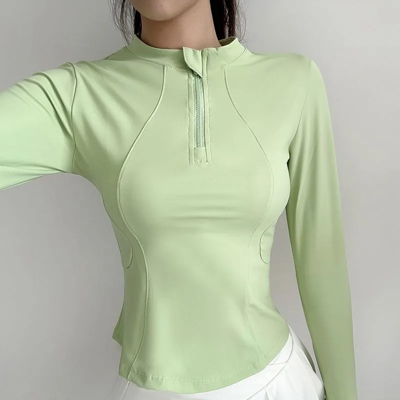 

Fashionable Half-zip Yoga Wear Women's Tight Sports Top Professional Outdoor Running Training Long-sleeved Autumn New