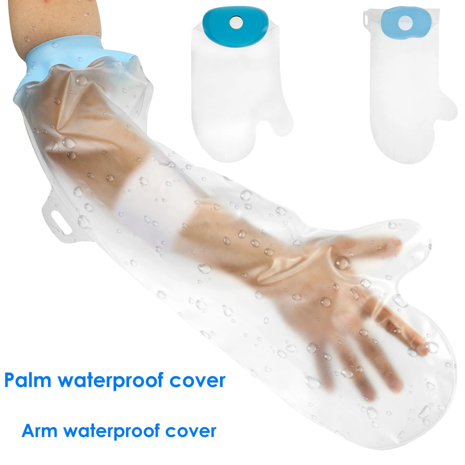 Waterproof Cast Cover Short Palm/Long Arm Shower Arm Protector with Elastic Opening Soft Comfortable Wound Bathing Bag for Adult