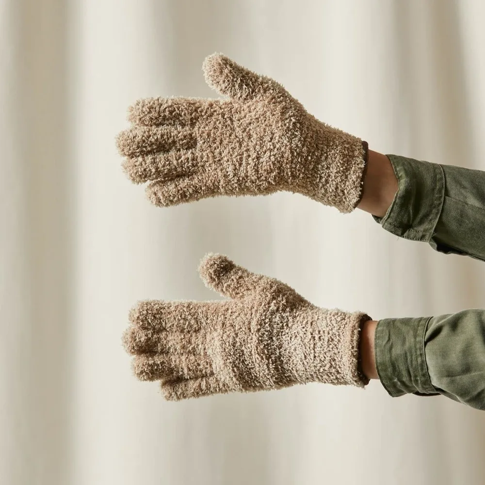 

1 Pair Super Soft Microfiber Cleaning Gloves Comfortable Solid Color Work Gloves Absorbent Five Finger Household Gloves