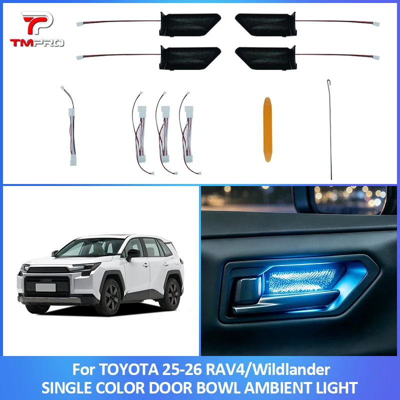 Suitable for Toyota 2025-2026 RAV4/Wildlander in-car single-color door handle ambient LED decorative lights for car modification
