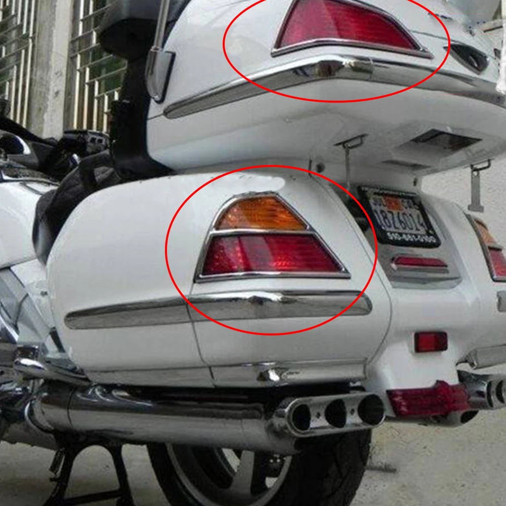Für Honda Goldwing 1800, Baujahr 2001 bis 2010, GL1800 Gold Wing, GL 1800: Motorrad-Kofferraum-Bremslicht und Gitter für die Beleuchtung der Seitentaschen, verchromt.