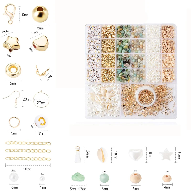 Natural Stone Beads Style Bracelet Making Kit Irregular Natural Stone with Letter Beads for DIY Craft Bracelet Necklace Earring