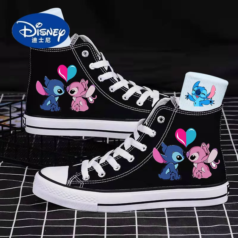 

2025 Disney Cartoon Print Canvas Sneakers | Cute Korean Style Couple Shoes, Unisex Casual Lace-Up Shoes