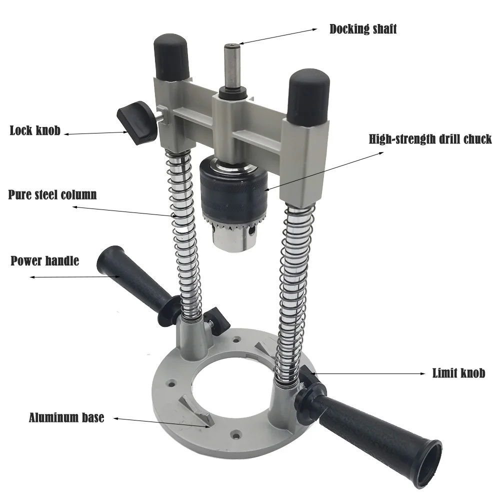 90 Angle Adjustable Drill Guide Rotary Electric Drill Stand Attachment With Drill Chuck Mini Woodworking Bench Drill Stand