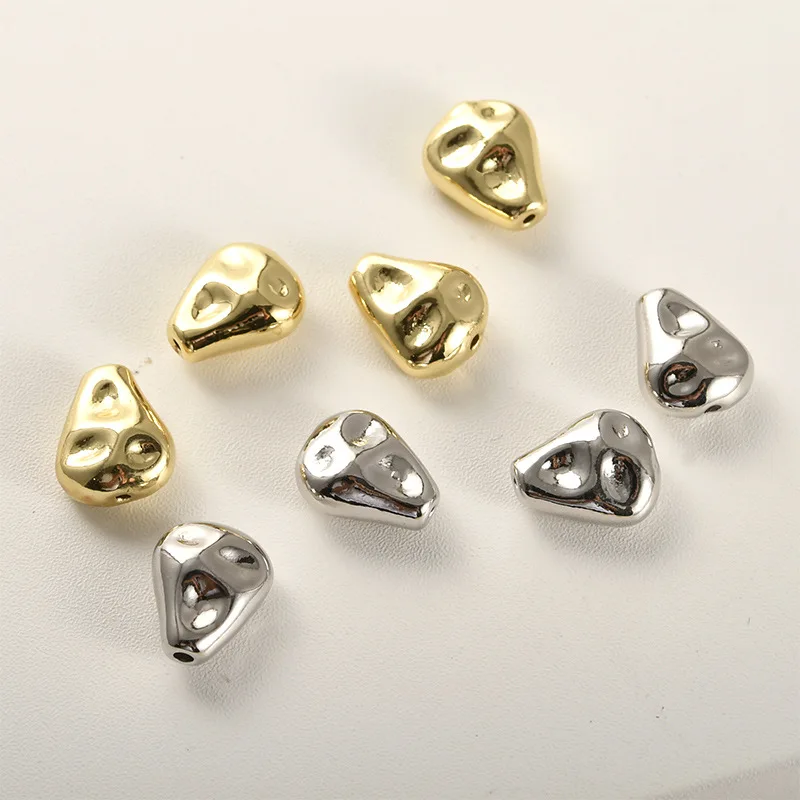 Copper-plated 14k Gold Color Baroque Irregular Flat Water Drop Beads DIY Handmade Bracelet Necklace Bead Spacer Accessories