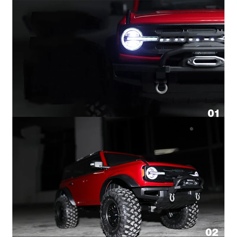 Sistema de iluminación de enlace delantero y trasero, grupo de luces LED para Traxxas TRX-4 2021 Bronco 1/10 RC Crawler Car, piezas de actualización