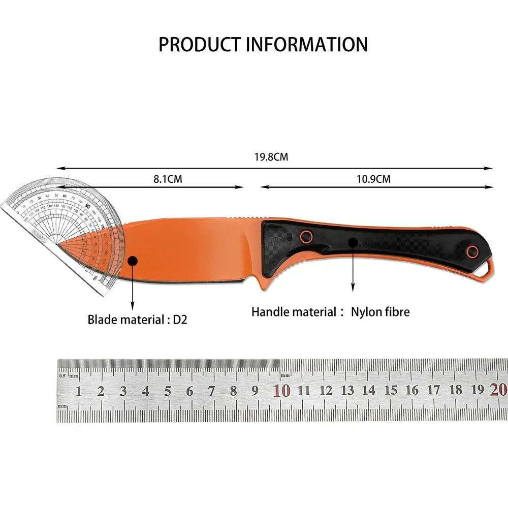 15201OR Altitude Combat Fixed Blade Knife 3.08" CPM-S90V Orange DLC Drop Point Gift Boltaron Sheath Tactical Hunting EDC Tool