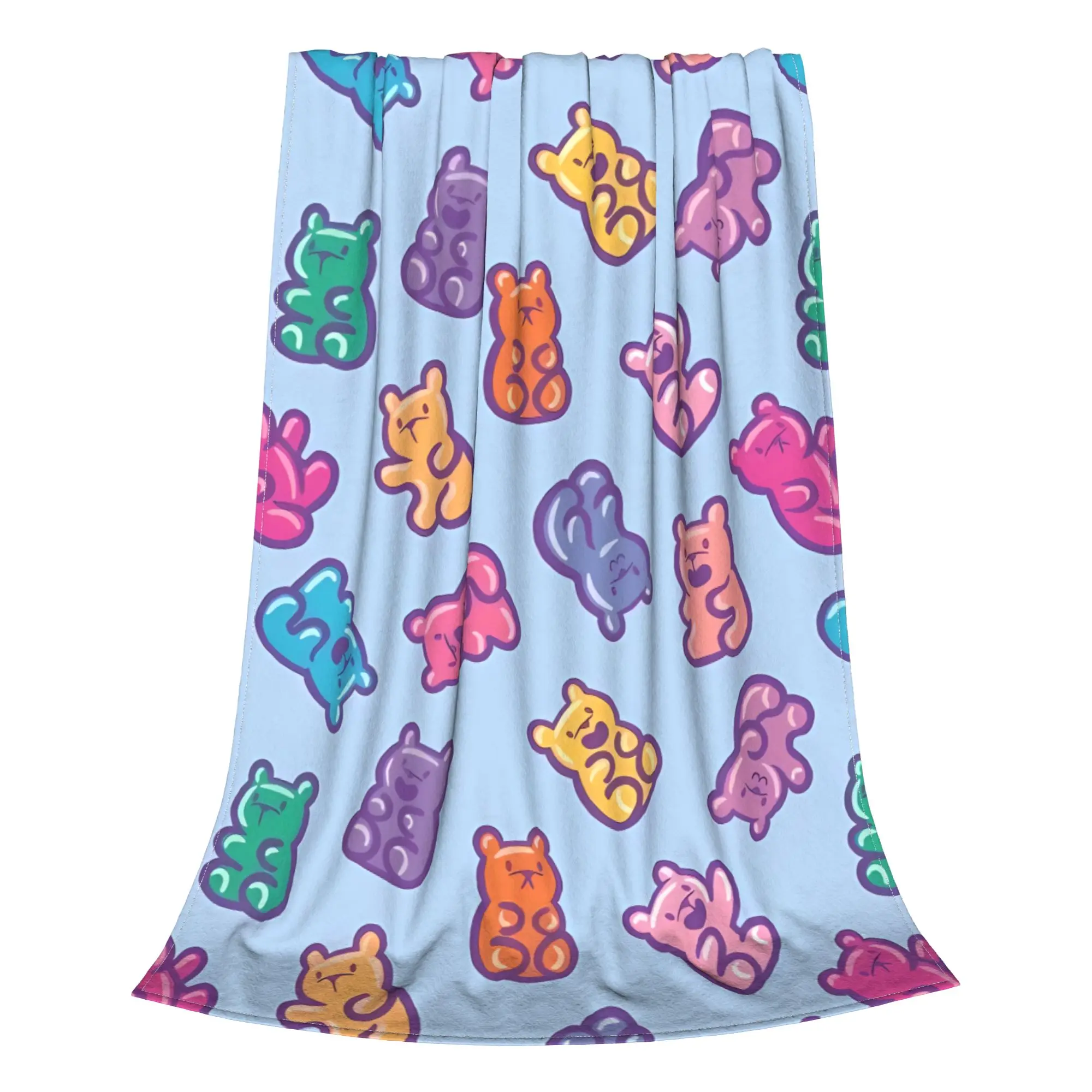 1PC Sweet Pastel Y2K Pop Gummy Bear Home Room Decorations Winter Blankets For Adults Bedding Home Interior Sofa Knee