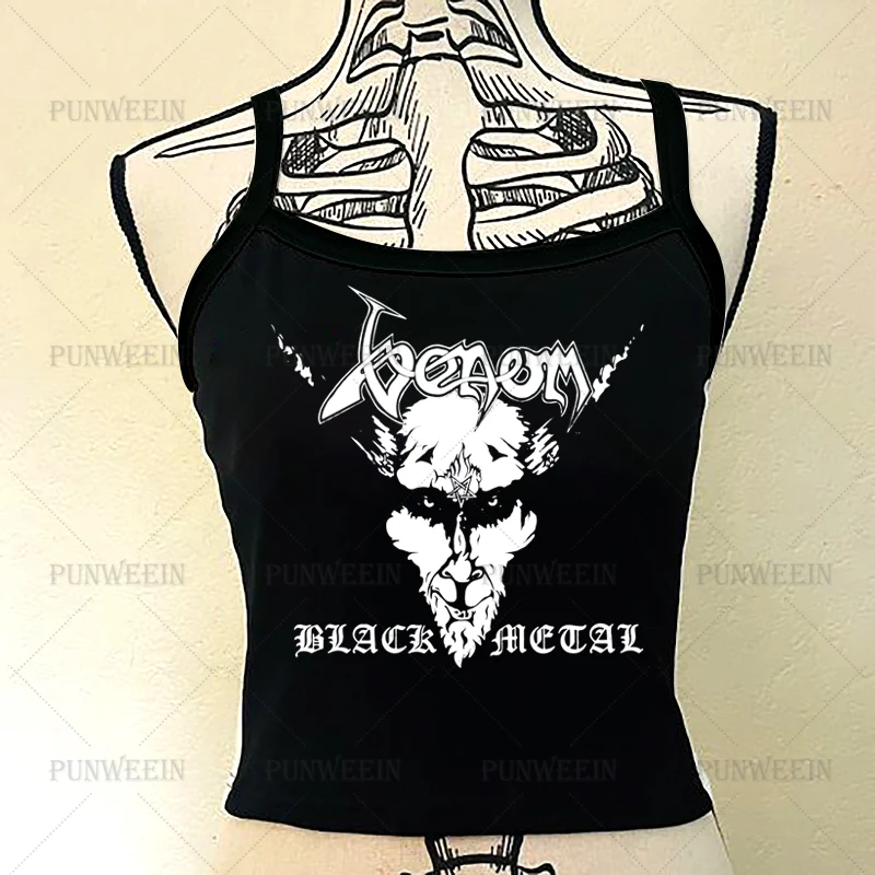 Goat Band Grunge Vintage Heavy metal Punk Dark Gothic chic Sleeveless Baby tees Harajuku Emo Y2k 90s Streetwear club Tank Tops