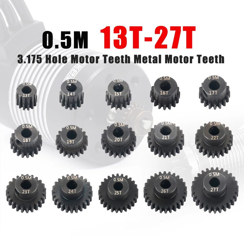 0.5 متر تروس المحرك المعدنية الصلبة 3.175 مللي متر فتحة 14T 15T 16T 17T 18T 19T 20T 21T 22T 23T 24T 25T 26T 27T RC قطع غيار السيارات #2
