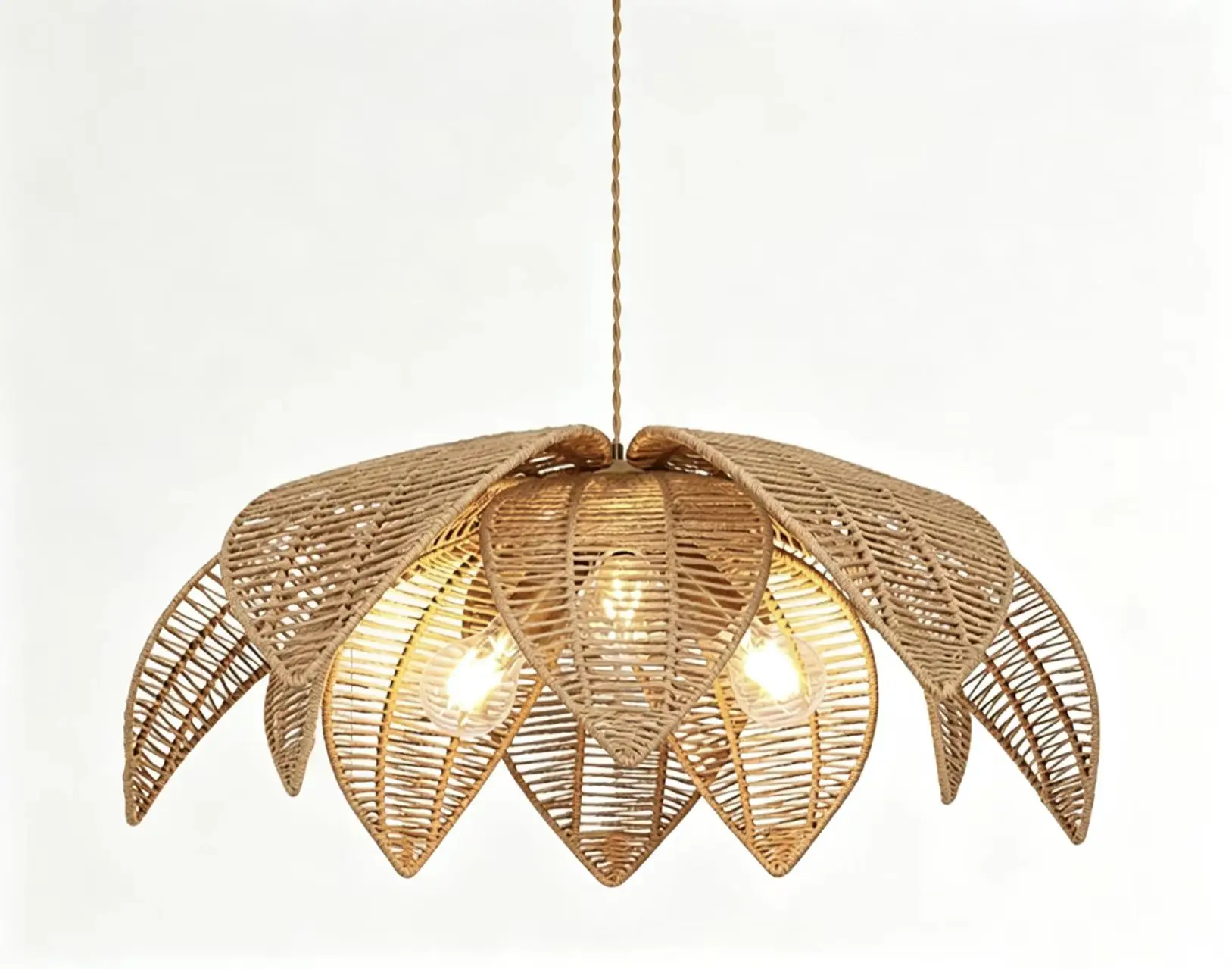 American retro rattan pendant light Nordic luxury dining room bedroom pendant light Bohemian home decoration lighting fixtures