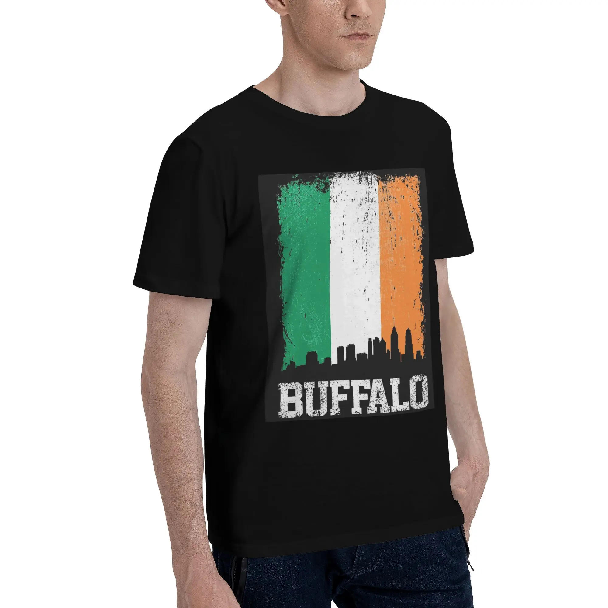 

Винтажная мужская футболка с ирландским флагом Баффало Skyline Pride, футболки больших размеров, мужские хлопковые футболки с круглым вырезом, короткие летние мужские футболки