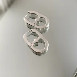 Trendy Silver Color Geometric Hollow Heart Studs Earring Minimalist Creative Pig Nose Earrings For Women Statement Jewelry Gift