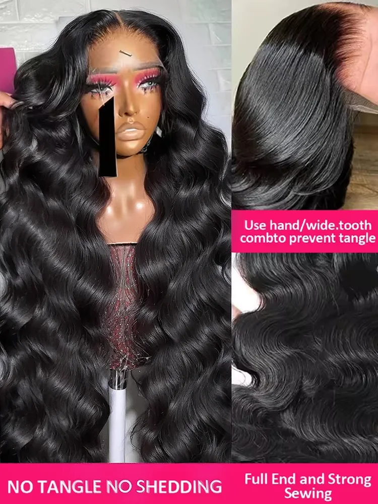 Body Wave 13x6 HD Transparent Lace Frontal Wigs Preplucked 30 40 Inch Black 13x4 Lace Front Human Hair Wig Glueless 5x5 Closure